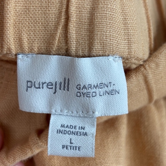 J Jill Garment Dyed Linen Pant LP Wide Leg Pull On Crop Boho Lagenlook Peach - Picture 7 of 11